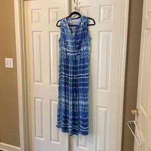 Blue And white tie dyed maxi dress